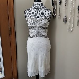 BEBE Cream Sequence Dress
